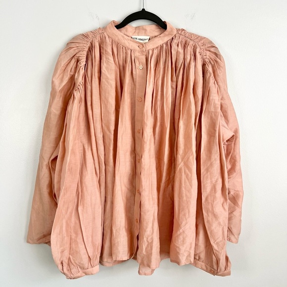 NWT! V.DE.VINSTER Size L • Powder Pink Lily Boho Button Down Blouse Top. - Picture 4 of 7